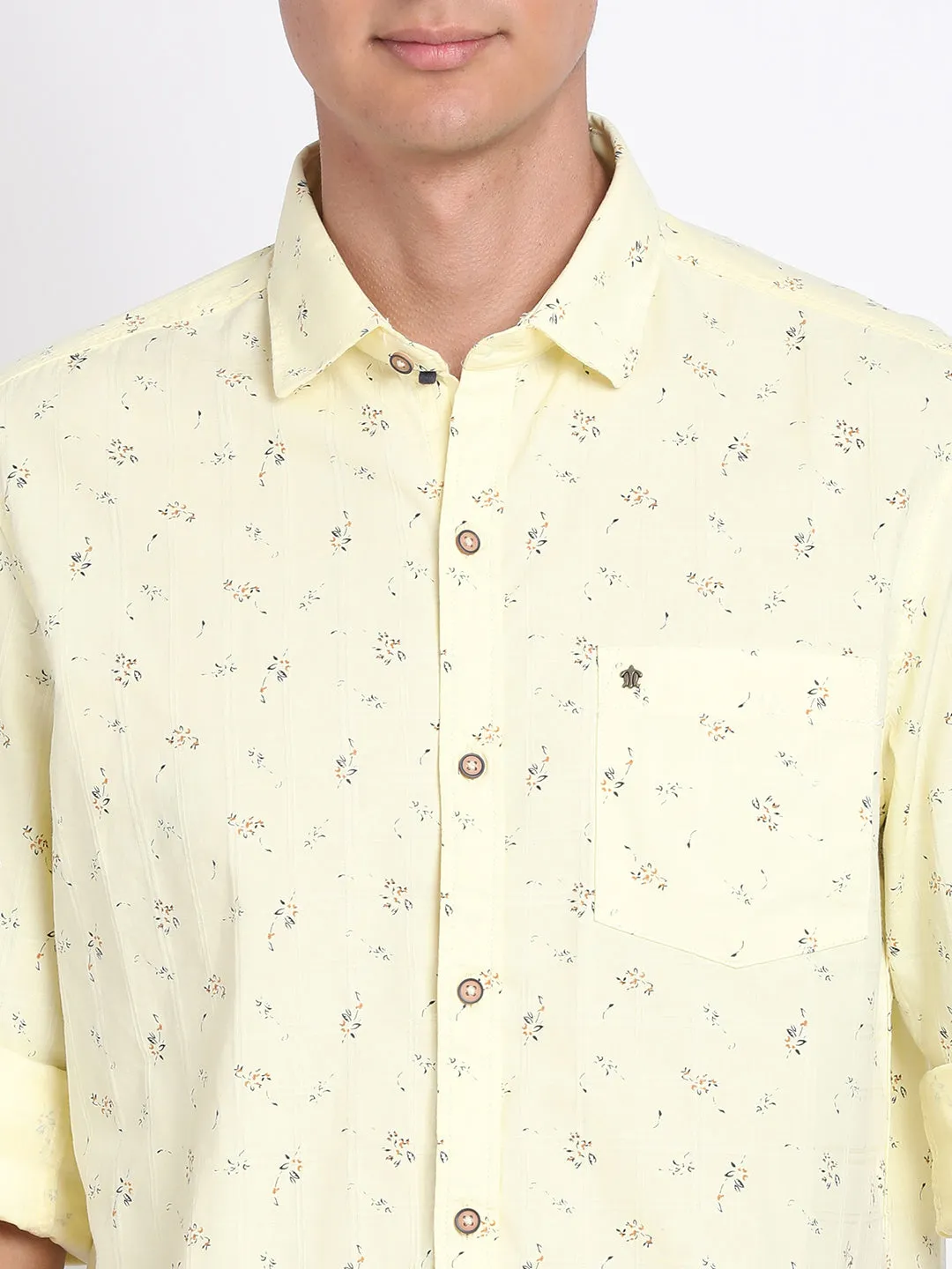 100% Cotton Lemon Printed Slim Fit Full Sleeve Casual Shirt