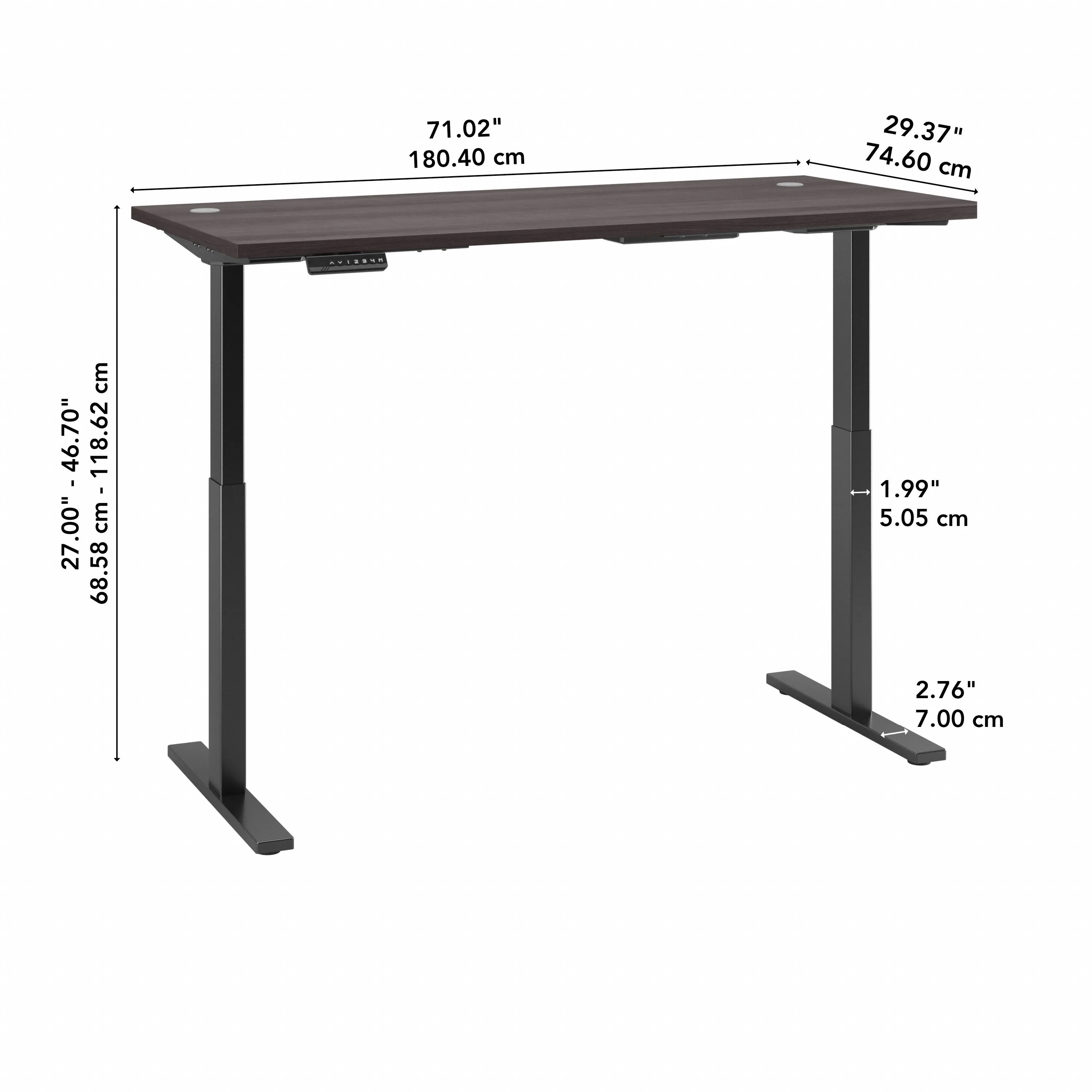 72" Modern Standing Office Desk in Storm Gray with Black Base