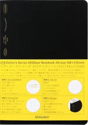 A5 Squared Editors Series 365 Days Notebook Softcover, STALOGY