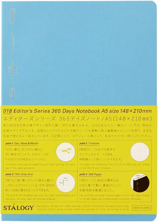 A5 Squared Editors Series 365 Days Notebook Softcover, STALOGY