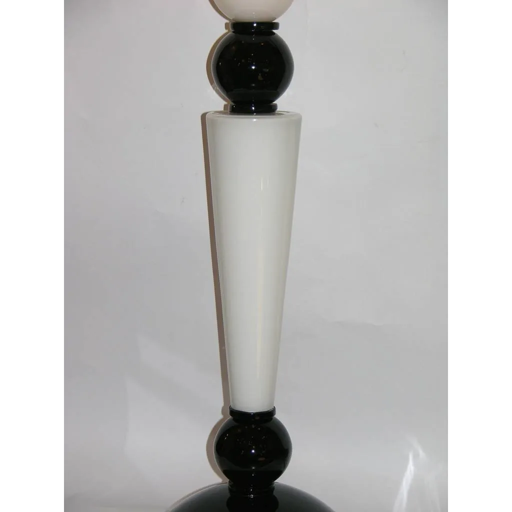 Alberto Dona Monumental Art Deco Black & White Murano Glass Table/Floor Lamp