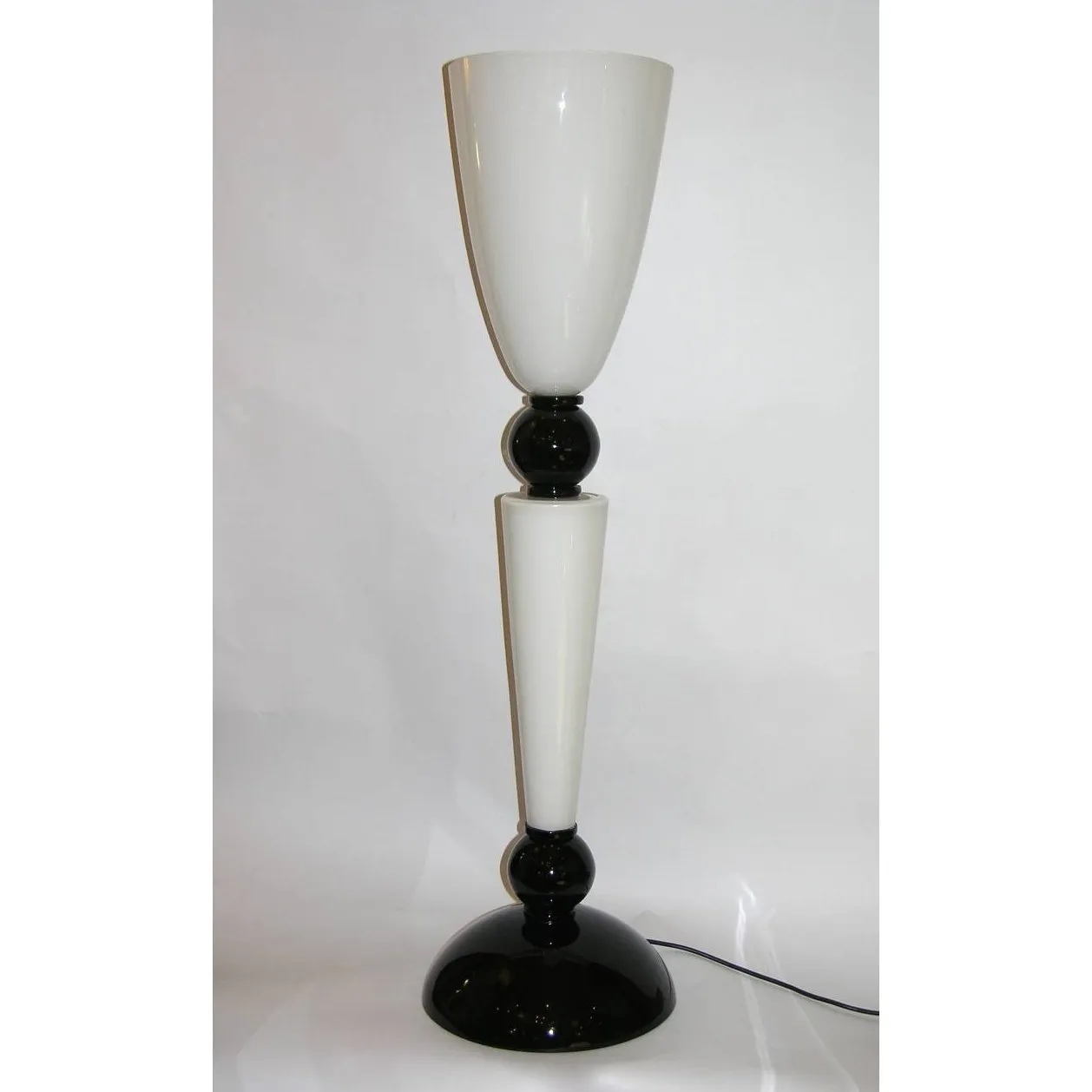 Alberto Dona Monumental Art Deco Black & White Murano Glass Table/Floor Lamp