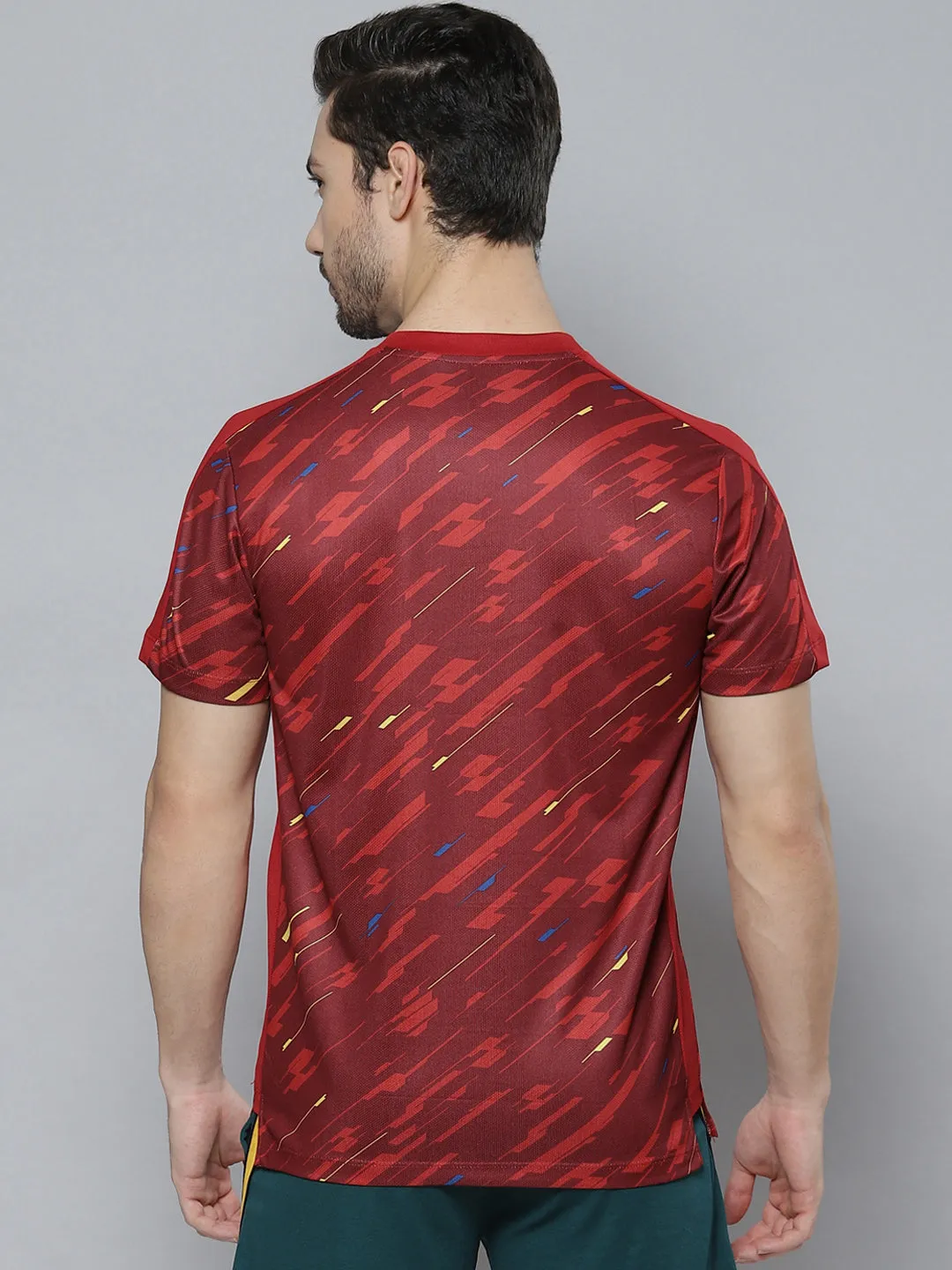 Alcis Men Red Abstract Printed T-shirt