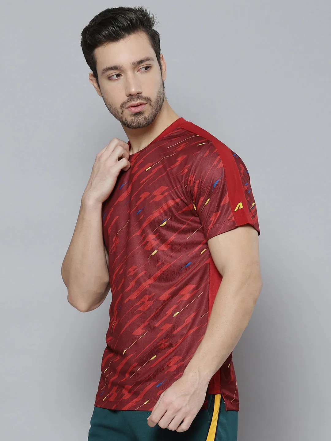 Alcis Men Red Abstract Printed T-shirt