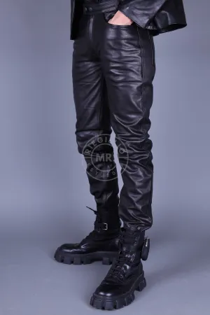 Black Leather 5 Pocket Pants