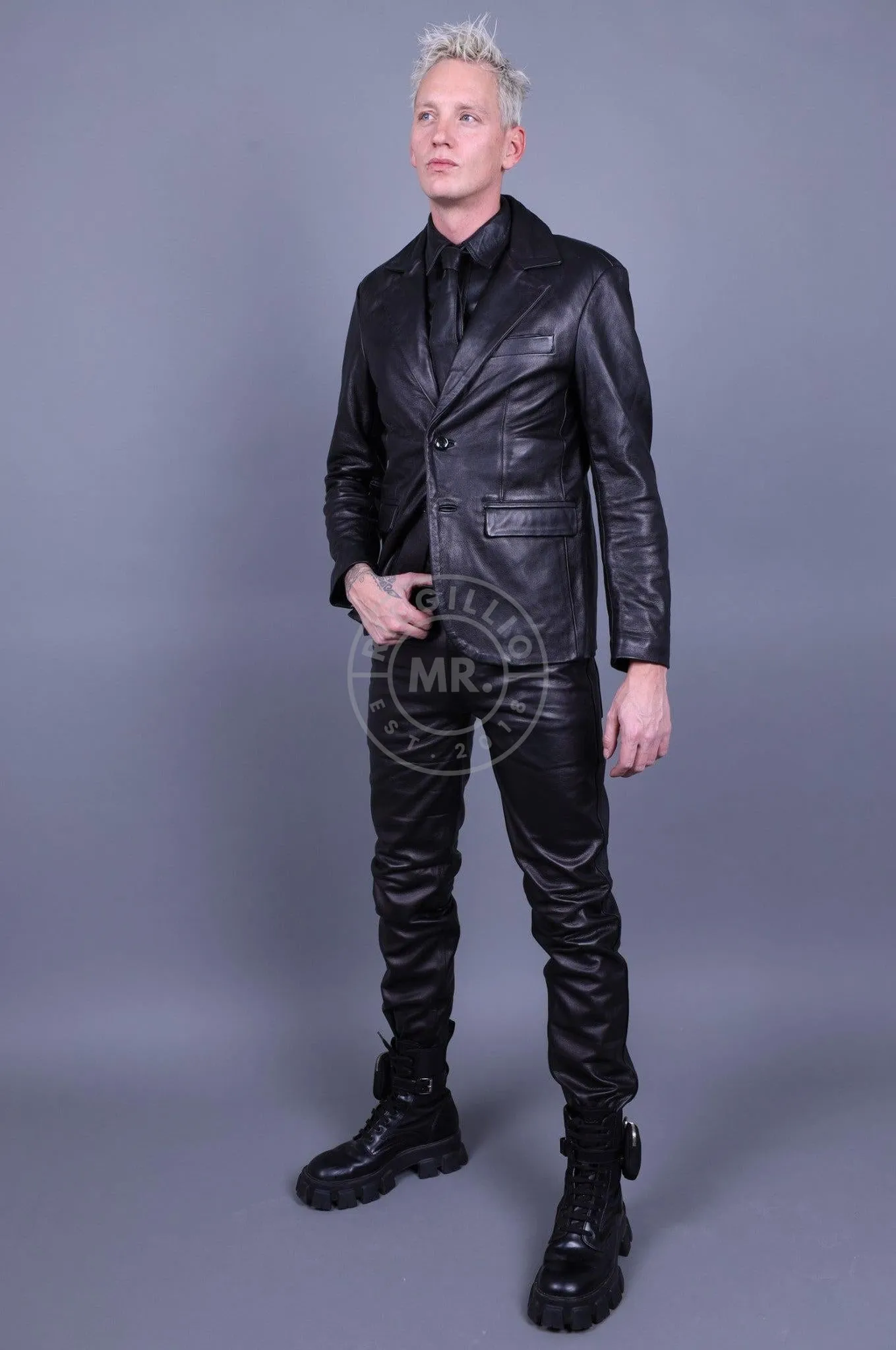 Black Leather 5 Pocket Pants