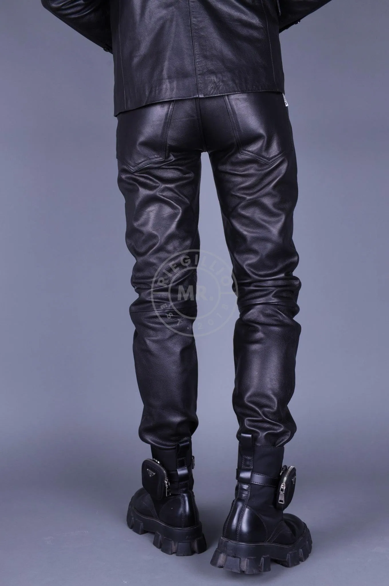 Black Leather 5 Pocket Pants