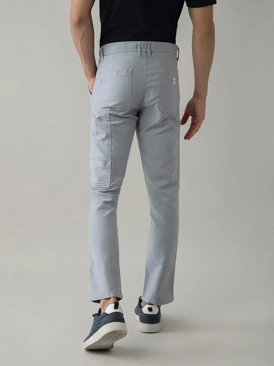 Blue Grey Plain Cargo Pant