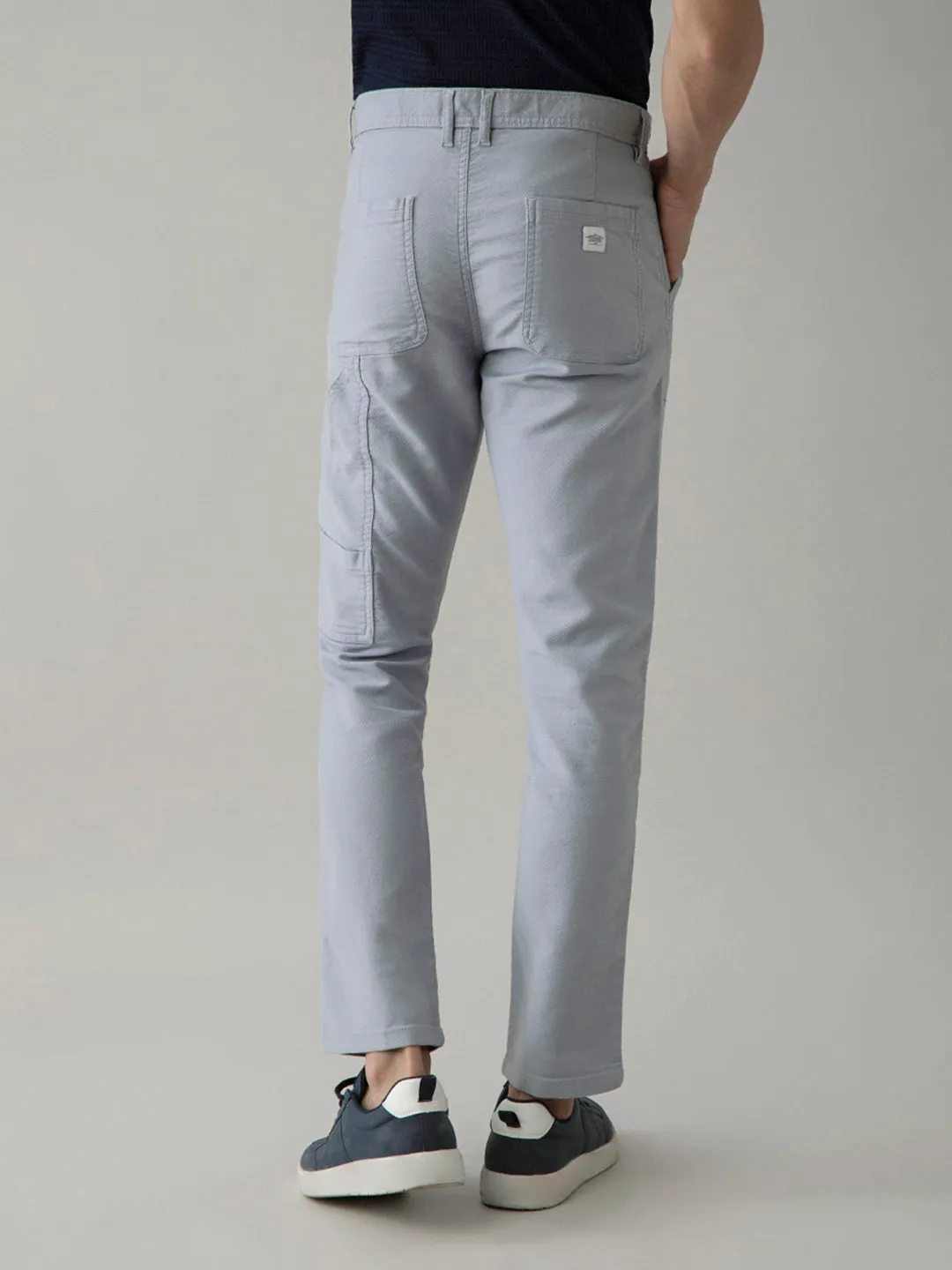 Blue Grey Plain Cargo Pant