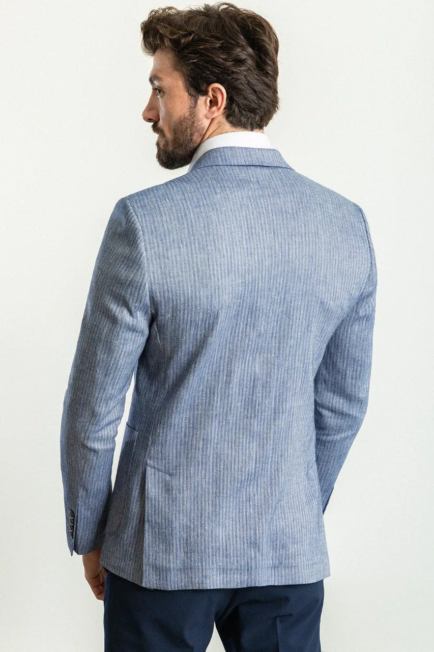 Bojoni Torretta Slim Fit Blue Plaid Blazer