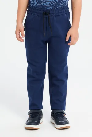 Boys Blue Trouser With White Stripe