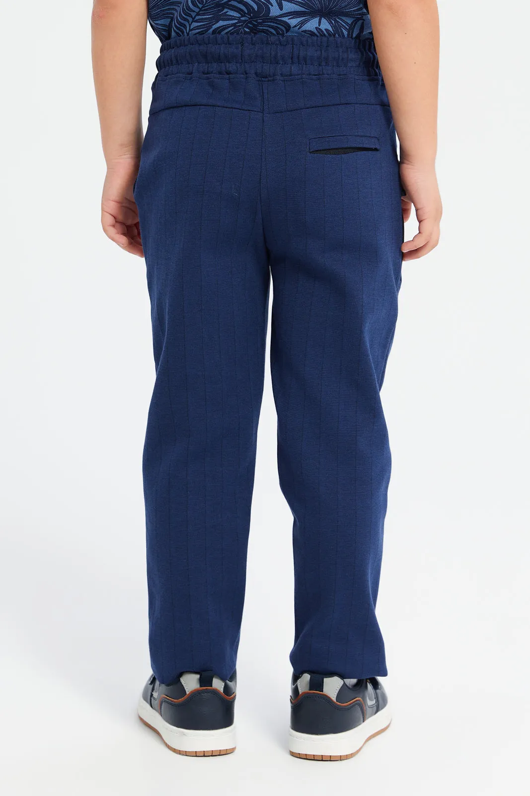 Boys Blue Trouser With White Stripe