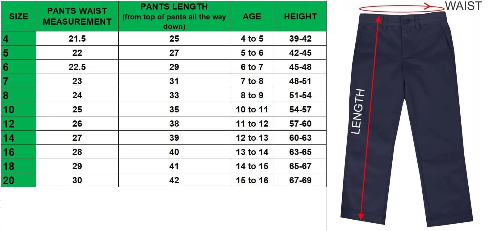 Boys Slim Straight Flat Front School Uniform Pants