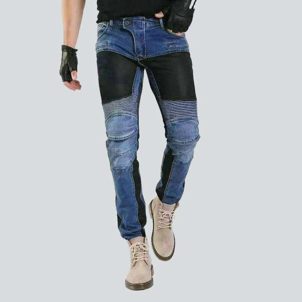 Breathable summer men's biker jeans