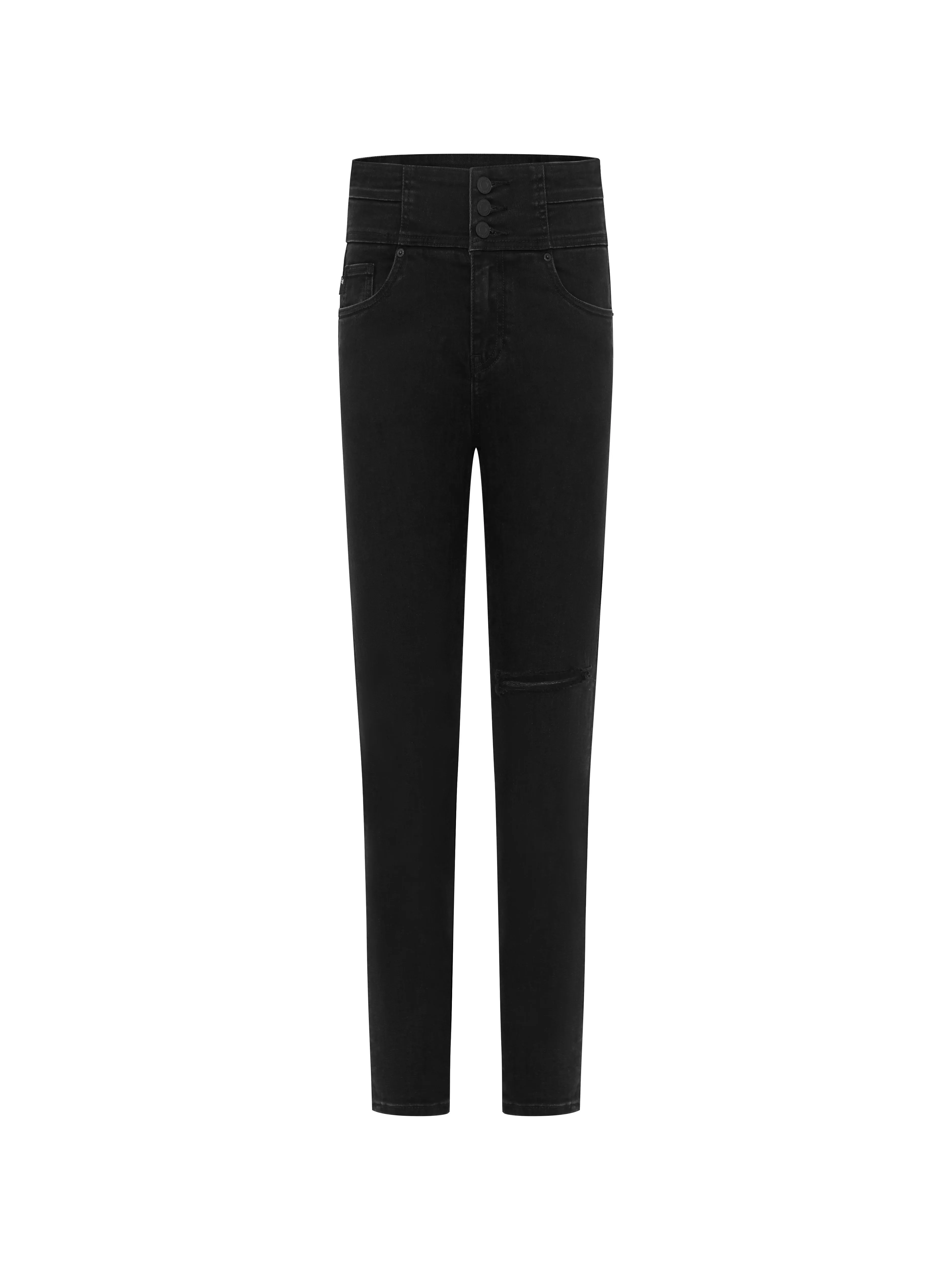 Button Cut-out Skinny Jeans