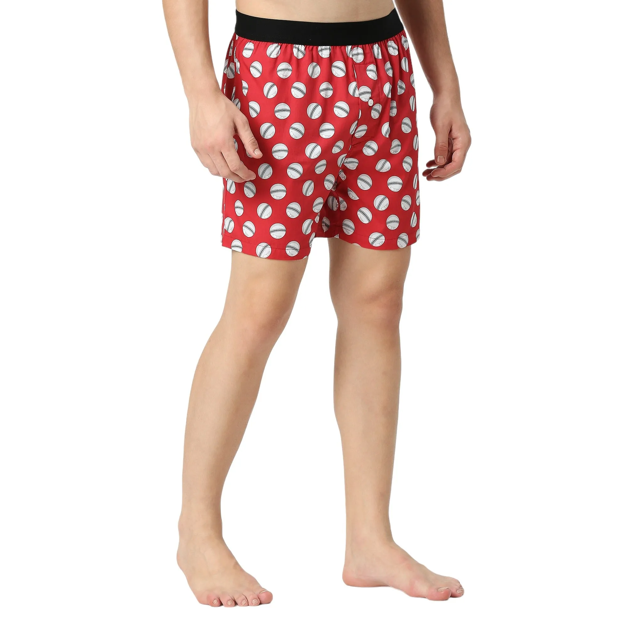 BZ INNERWEAR | Cricket-Men's Boxer | 100% Cotton | Red Boxer | Pack of 1