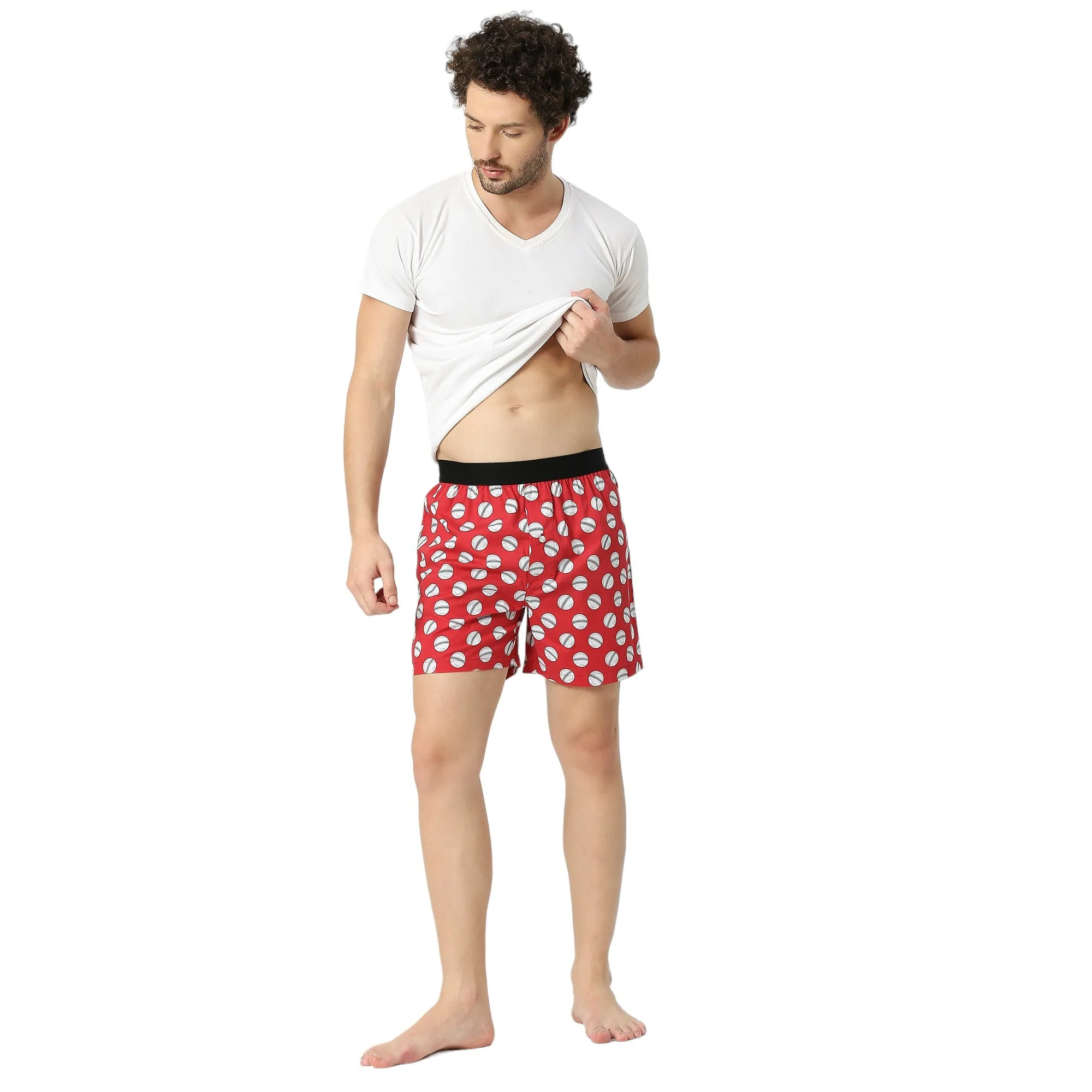 BZ INNERWEAR | Cricket-Men's Boxer | 100% Cotton | Red Boxer | Pack of 1