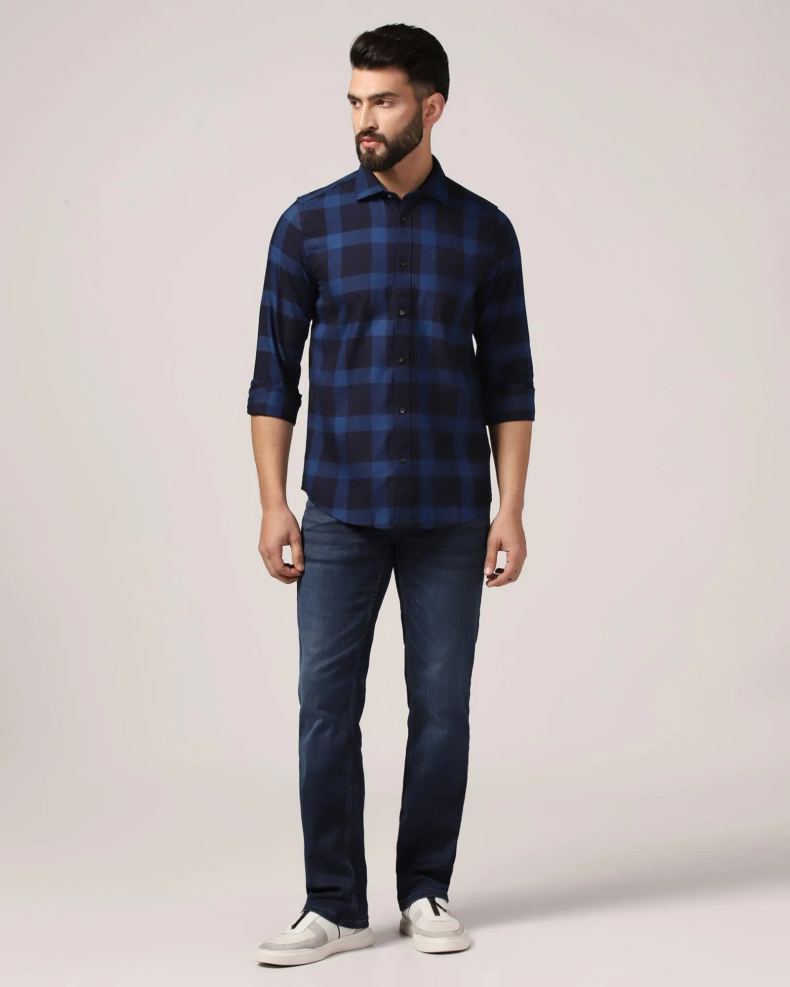 Casual Indigo Check Shirt - Glen