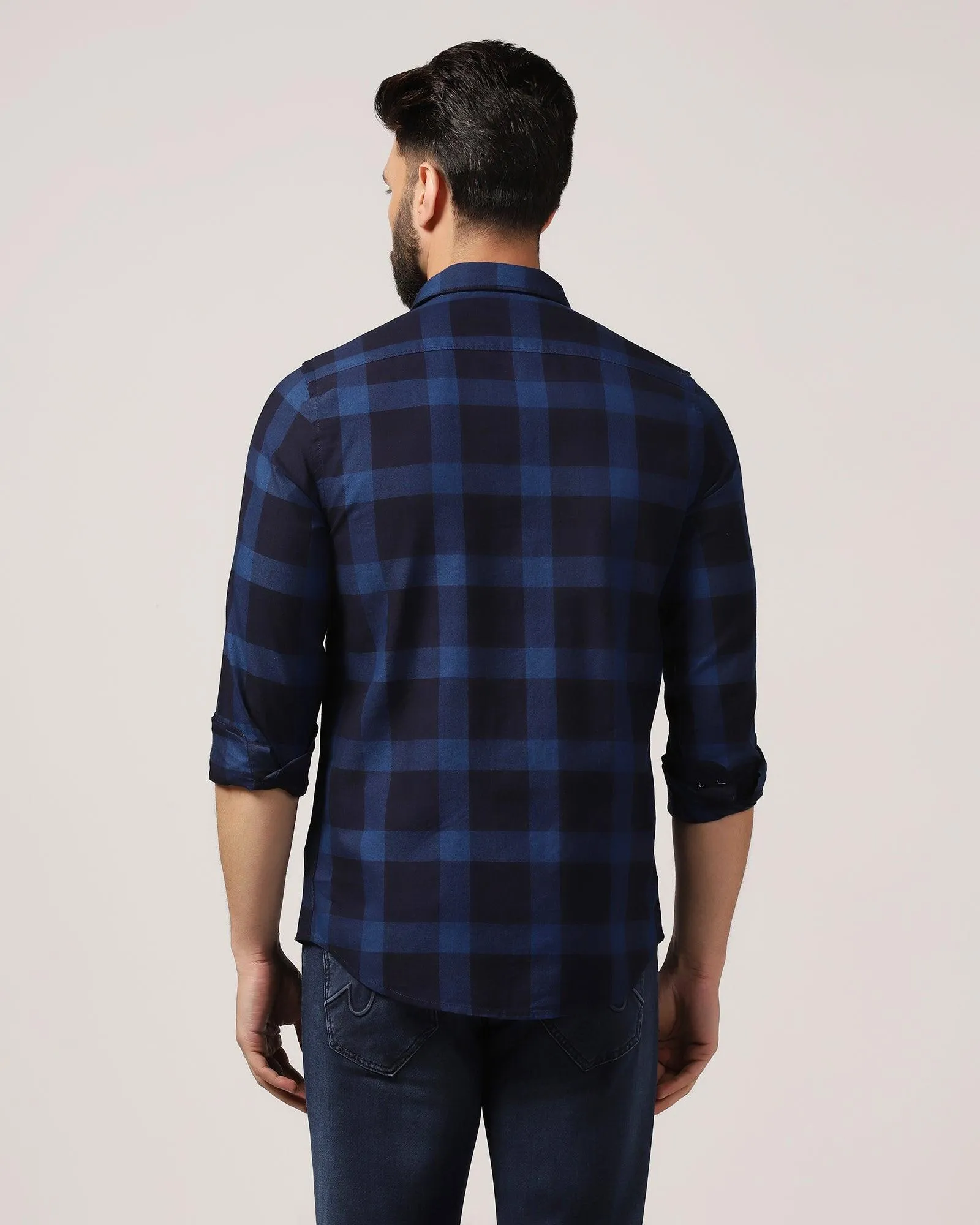 Casual Indigo Check Shirt - Glen