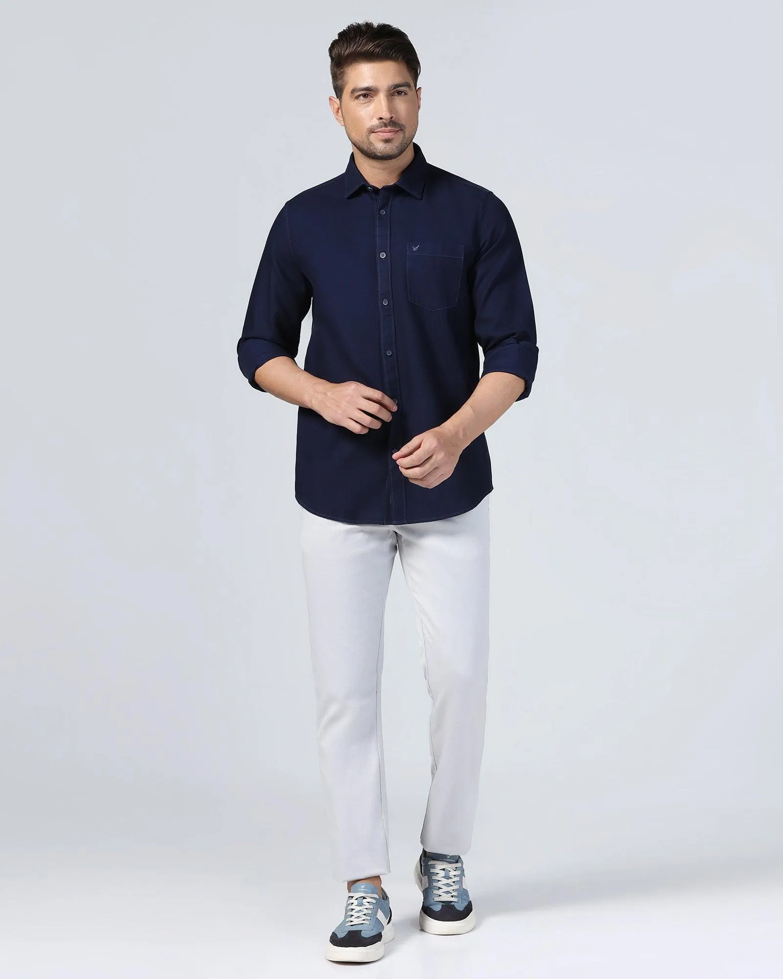 Casual Navy Textured Shirt - Caty