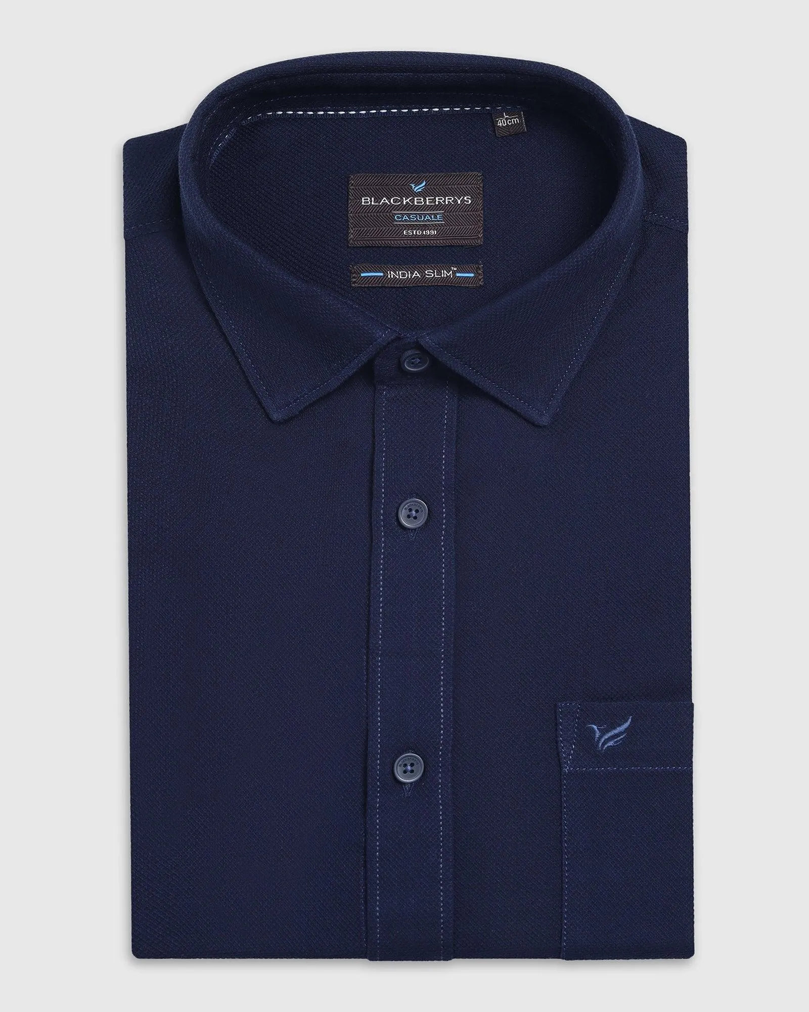 Casual Navy Textured Shirt - Caty