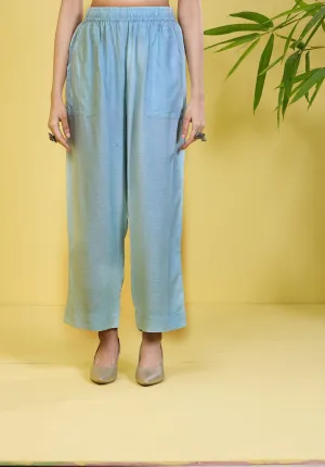 comfort fit pants - aqua blue smoked modal