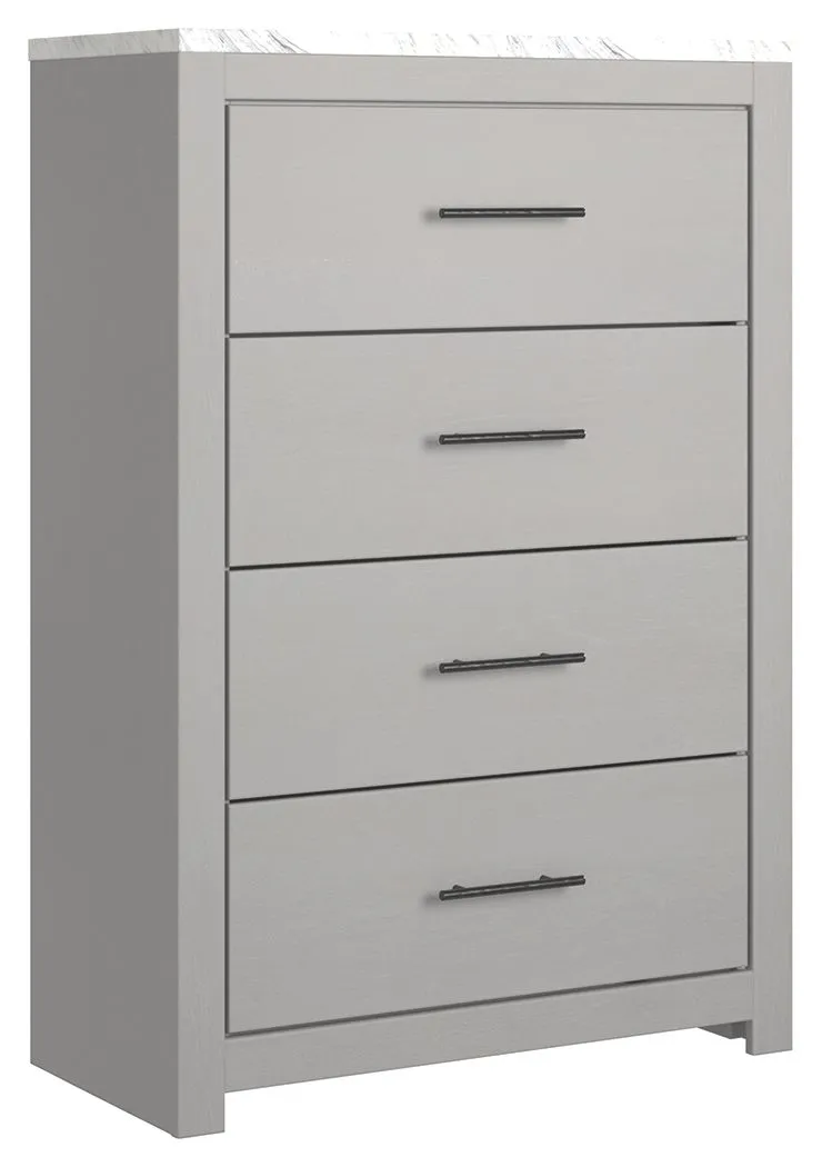 Cottonburg - Light Gray / White - Four Drawer Chest