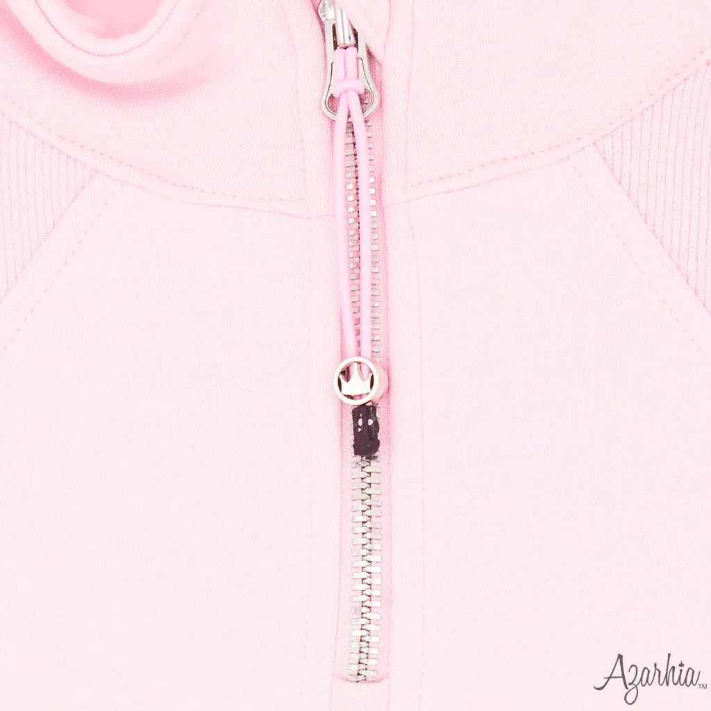 Cropped 1/4 Zip Sweatshirt- Light Pink