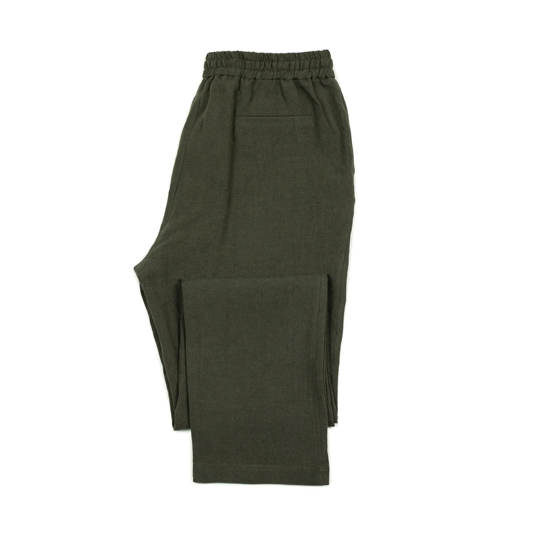 Drawstring easy pants in Arabica washed Belgian linen