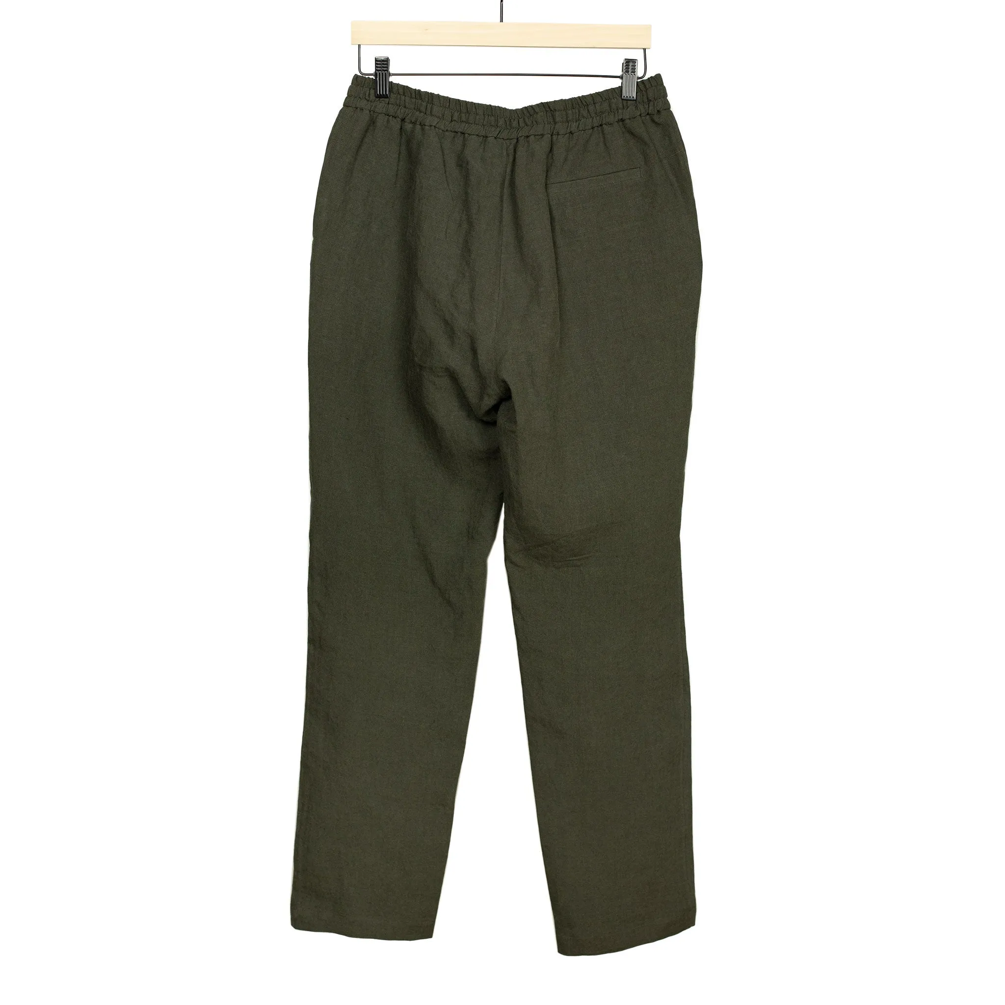 Drawstring easy pants in Arabica washed Belgian linen