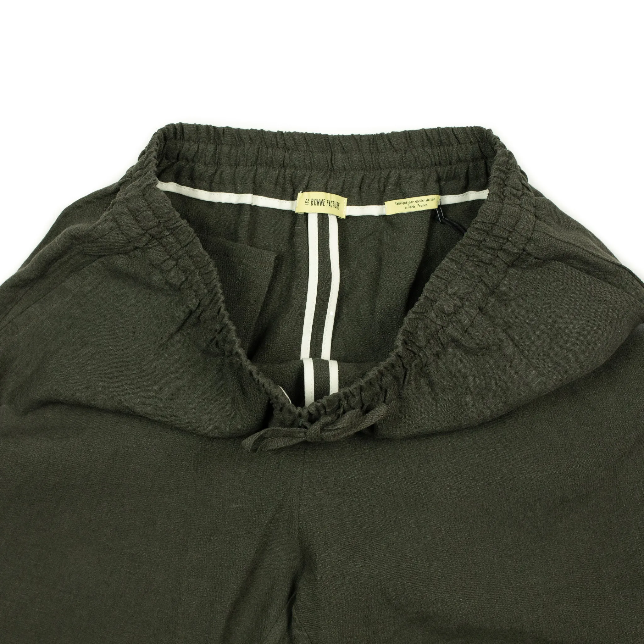 Drawstring easy pants in Arabica washed Belgian linen