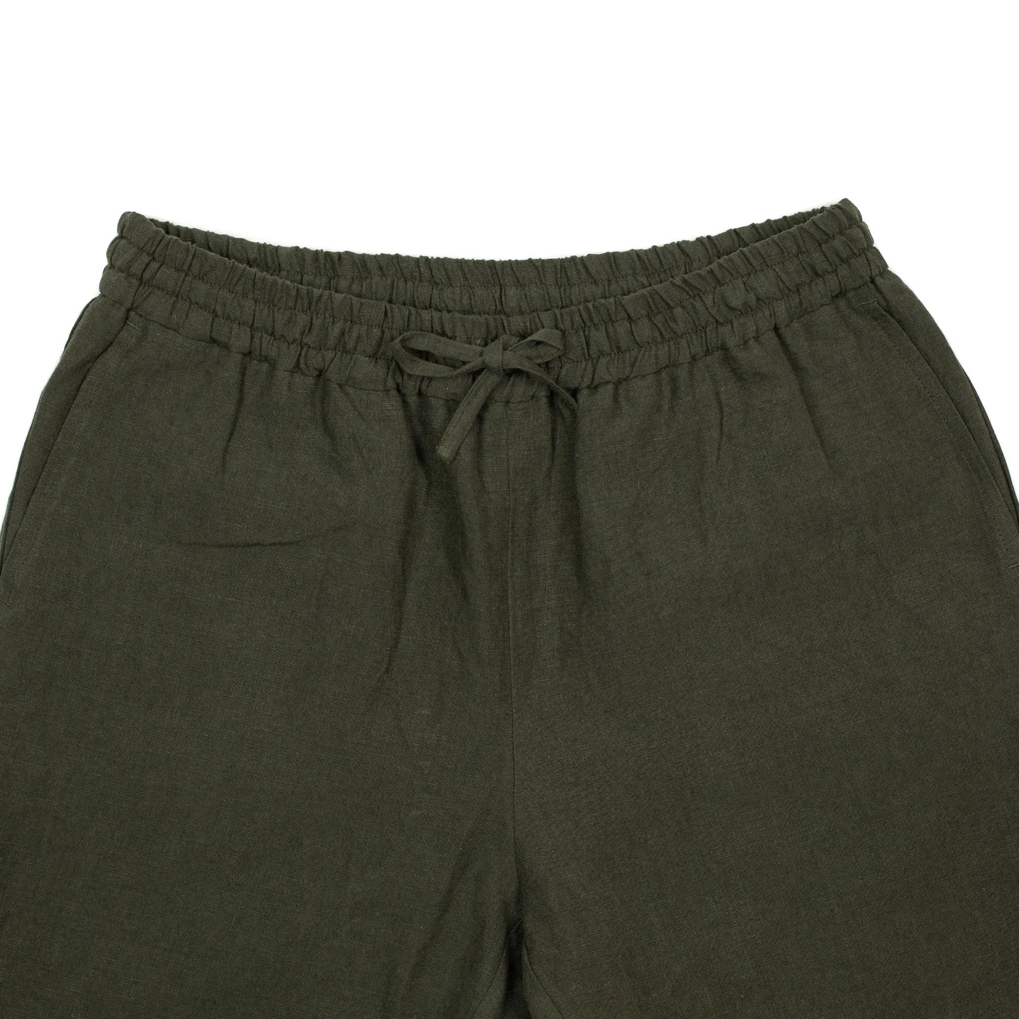 Drawstring easy pants in Arabica washed Belgian linen