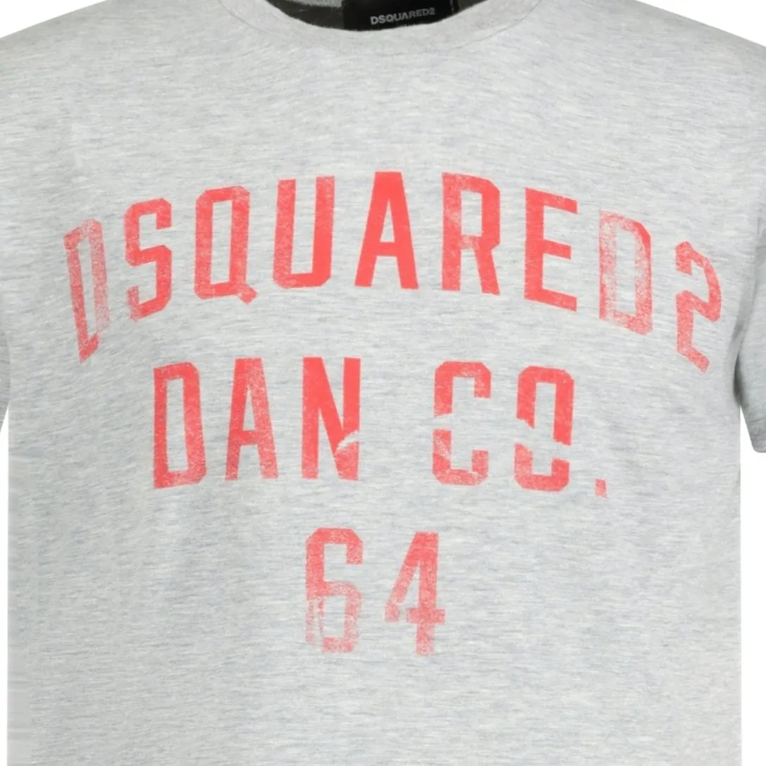 DSQUARED2 Red Distressed Logo T-Shirt Grey