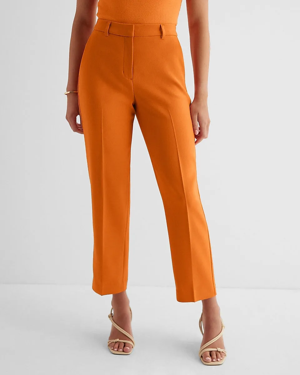 Editor High Waisted Twill Straight Ankle Pant in Carrot Orange