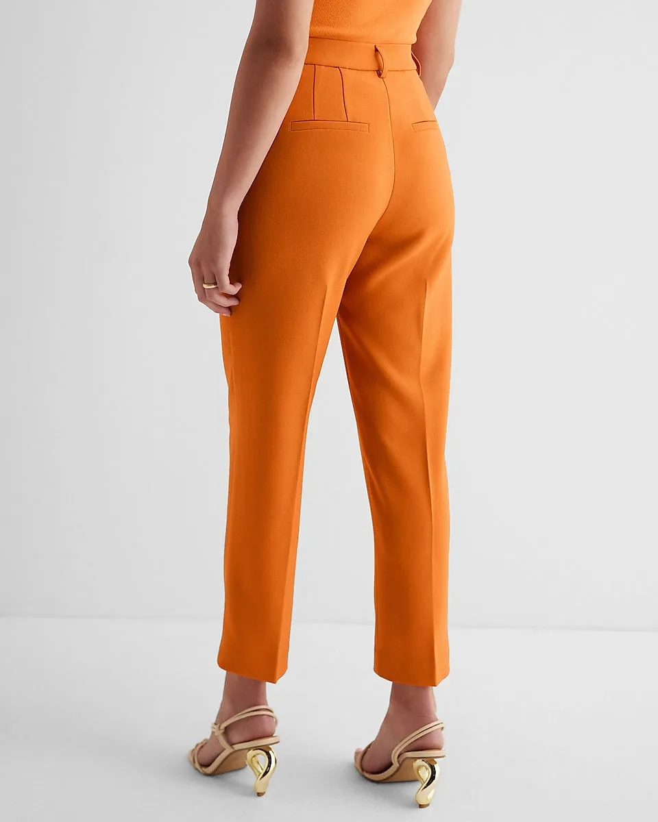 Editor High Waisted Twill Straight Ankle Pant in Carrot Orange