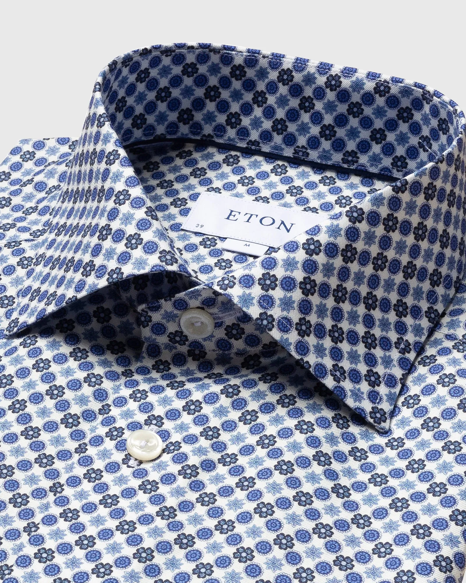 ETON 10000121825 MED-PRINT BLUE SLIM SC SHIRT