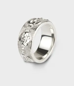 Faces Slim Ring in Silver, Size W