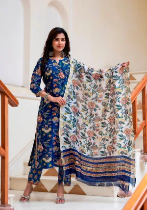 Falak Chintz block Print Pintuck Chanderi Suit Set