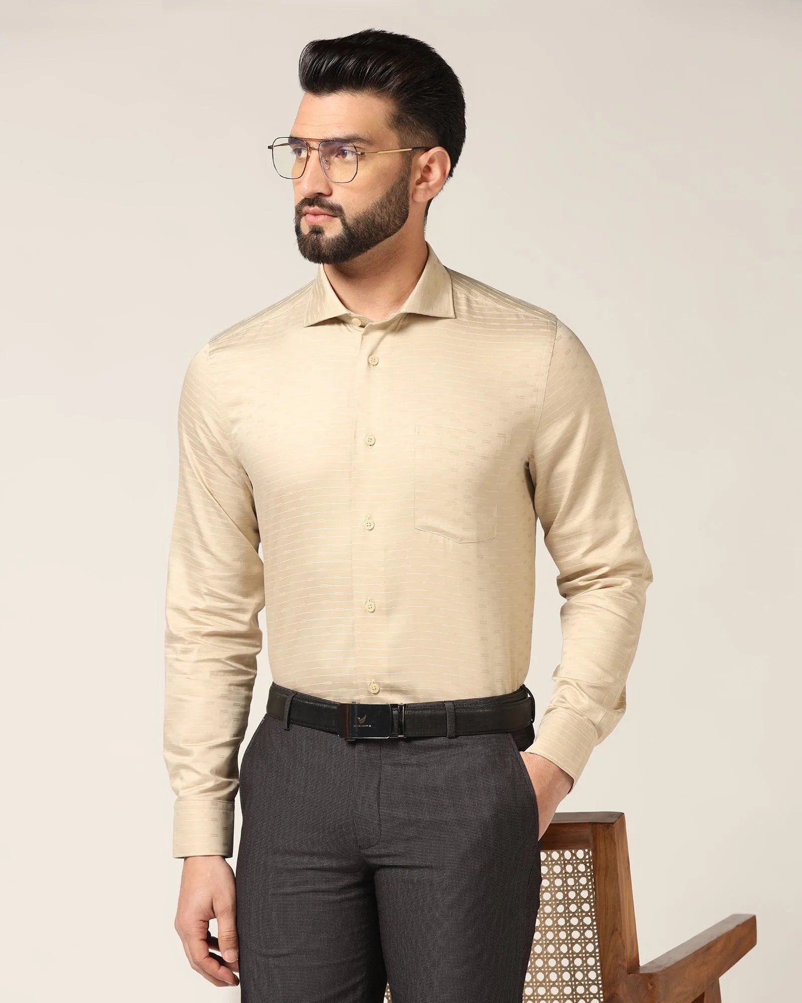 Formal Beige Stripe Shirt - Dax