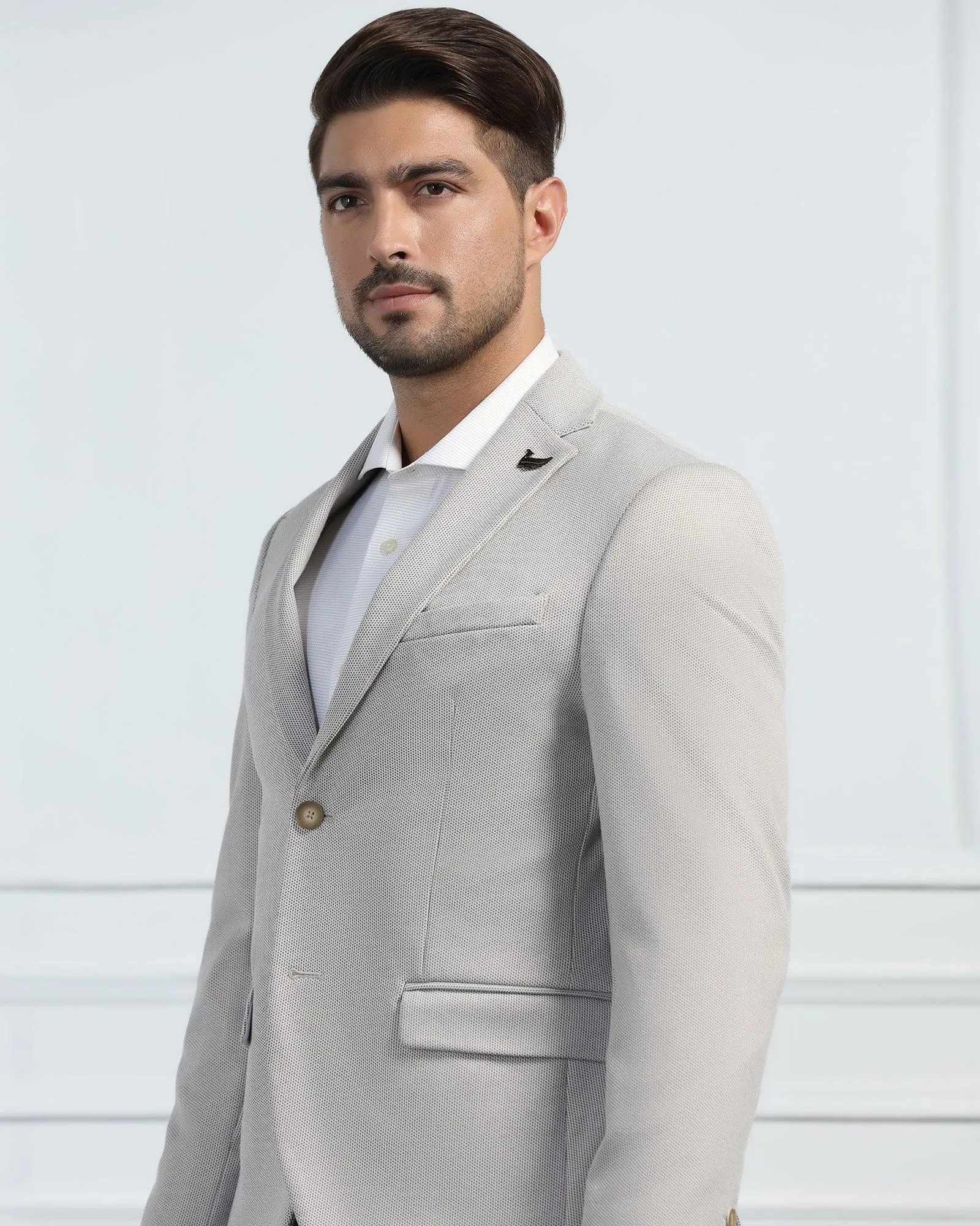 Formal Beige Textured Blazer - Venue