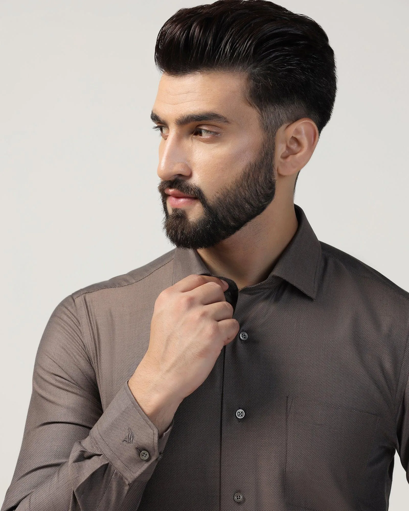 Formal Beige Textured Shirt - Adam