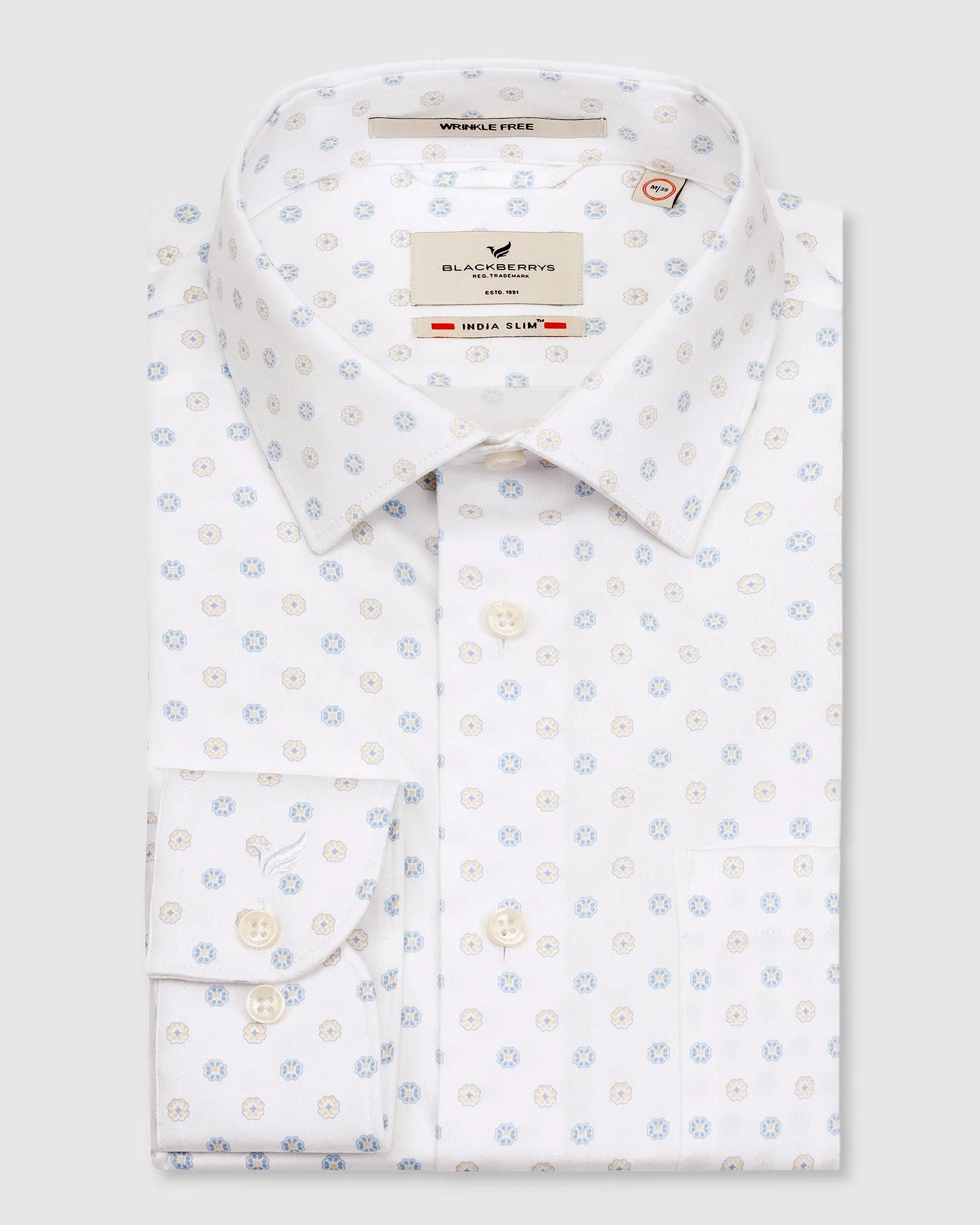 Formal White Printed Shirt - Ramco