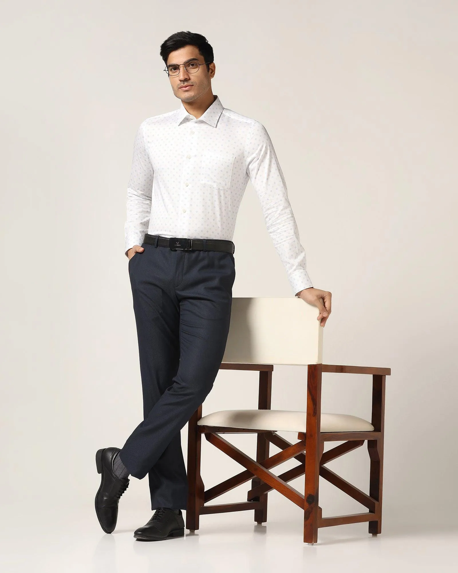 Formal White Printed Shirt - Ramco