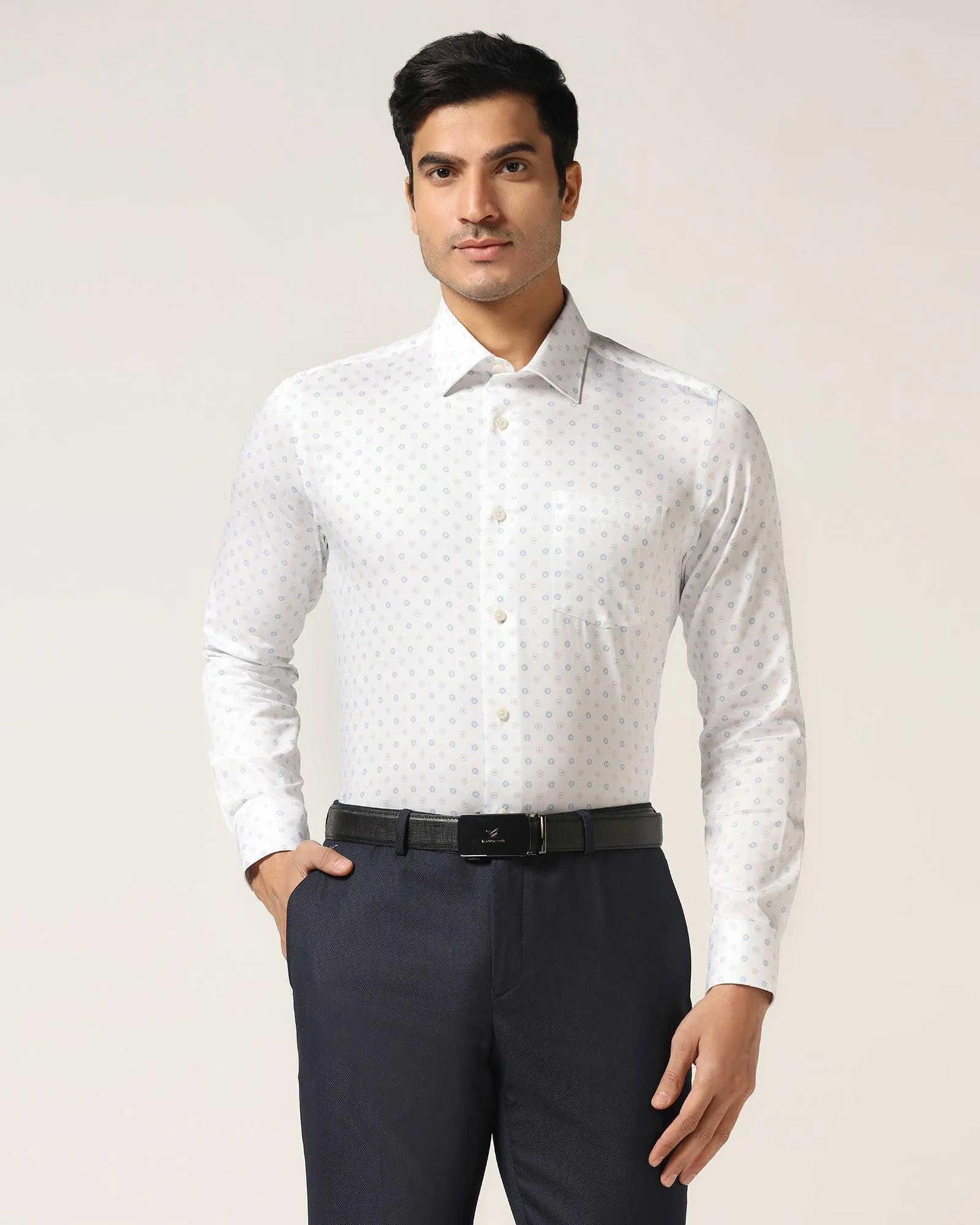 Formal White Printed Shirt - Ramco