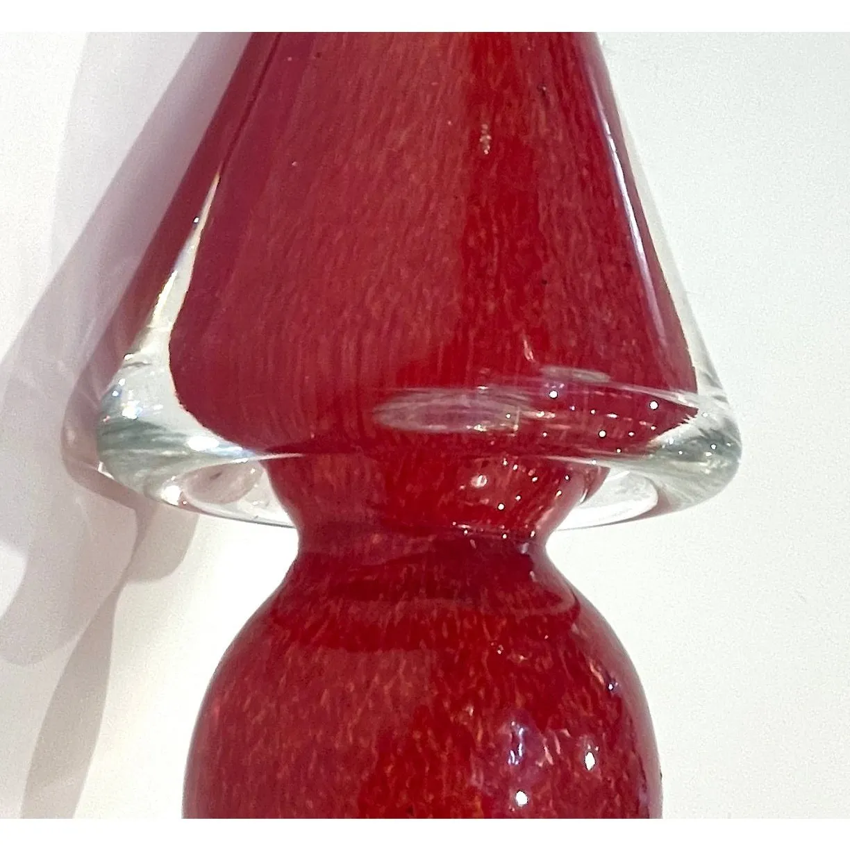 Formia 1980s Italian Vintage Red Orange Clear Murano Glass Tree Modern Sculpture