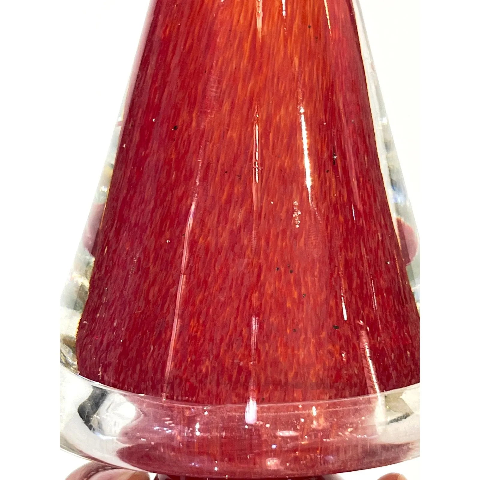 Formia 1980s Italian Vintage Red Orange Clear Murano Glass Tree Modern Sculpture