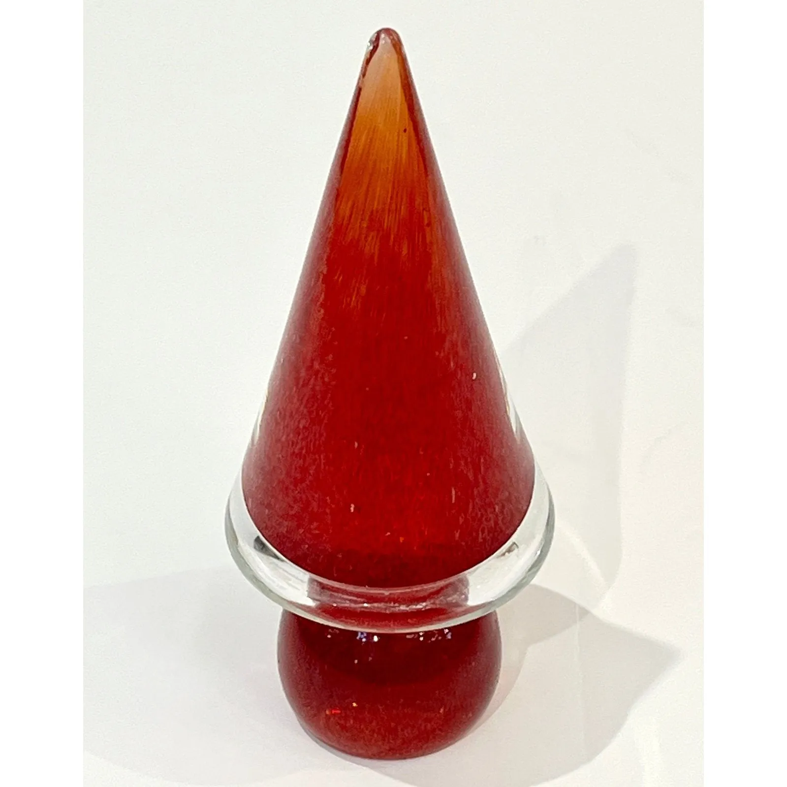 Formia 1980s Italian Vintage Red Orange Clear Murano Glass Tree Modern Sculpture