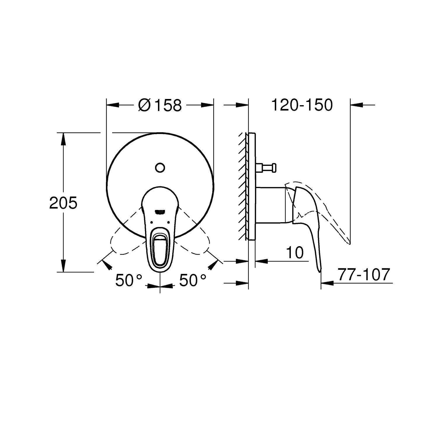 Grohe Moon White Eurostyle Single-lever mixer with 2-way diverter