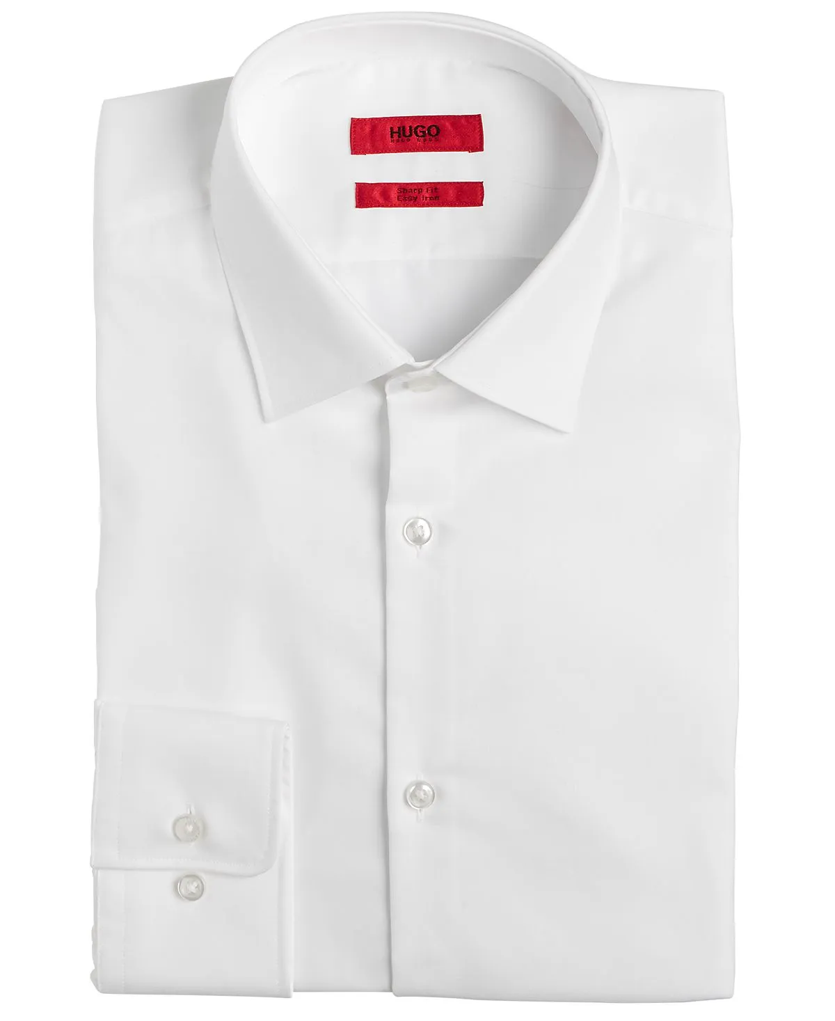 HUGO Men's Slim Fit All Cotton Dress Shirt, White