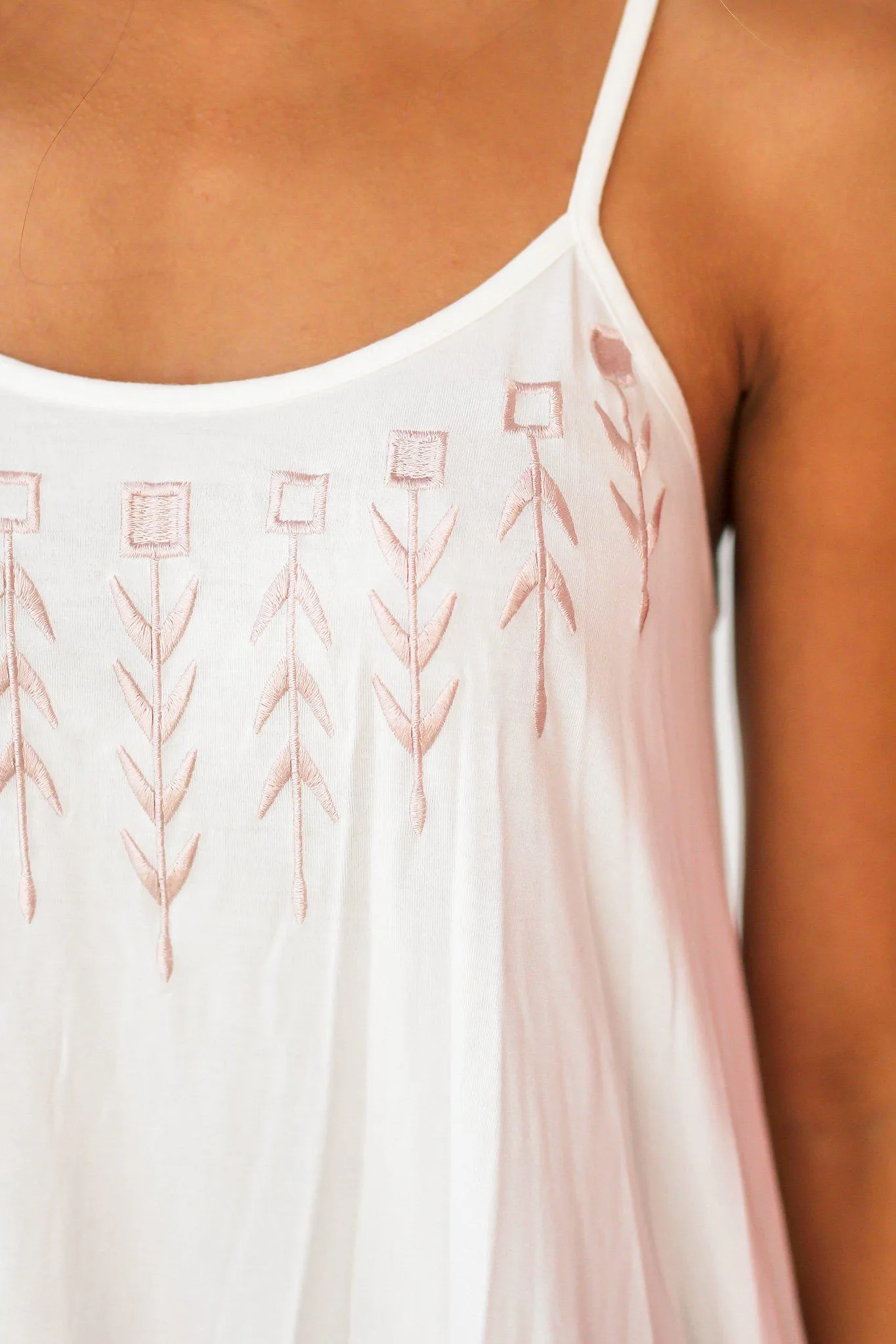 Ivory and Mauve Top with Lace Up Back